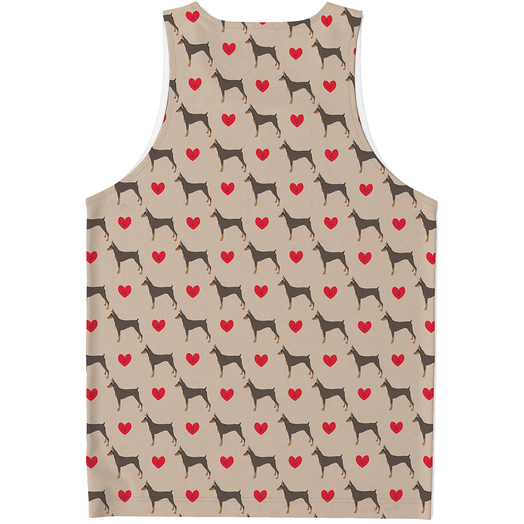 Love Dobermann Pattern Print Men's Tank Top