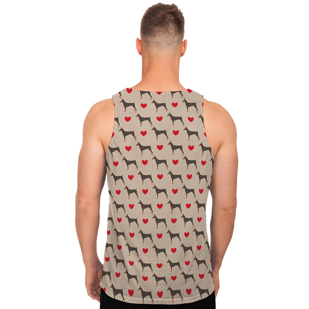 Love Dobermann Pattern Print Men's Tank Top