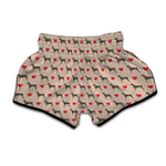 Love Dobermann Pattern Print Muay Thai Boxing Shorts