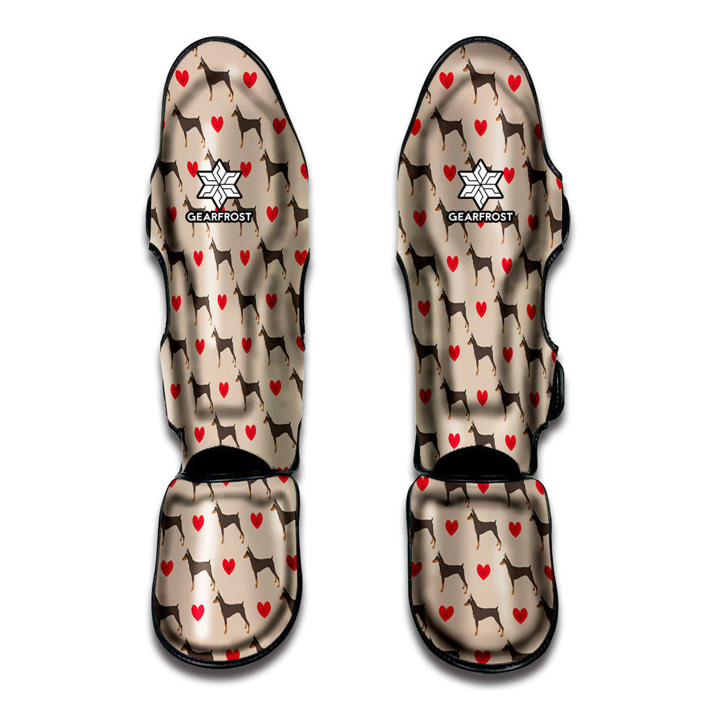 Love Dobermann Pattern Print Muay Thai Shin Guard