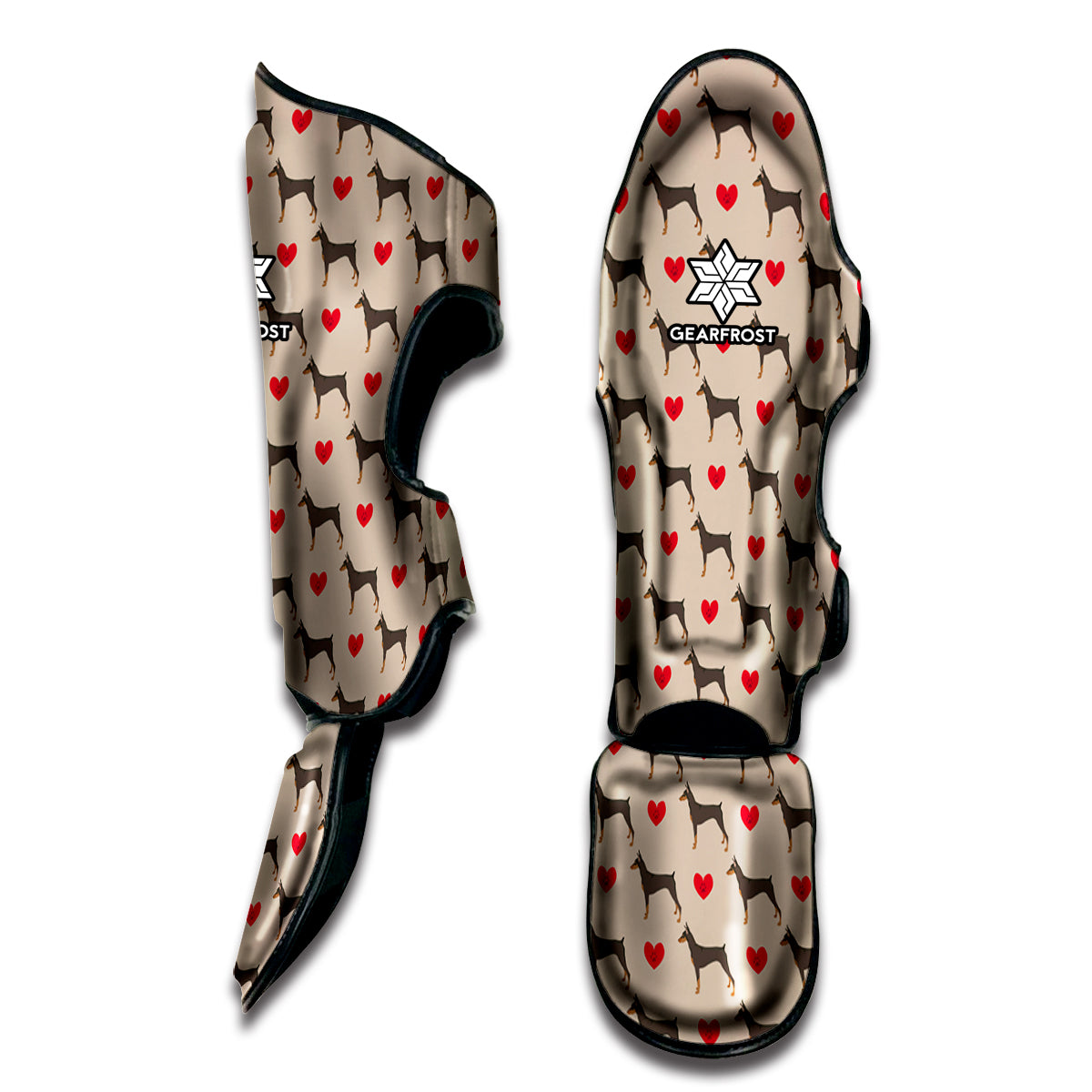 Love Dobermann Pattern Print Muay Thai Shin Guard