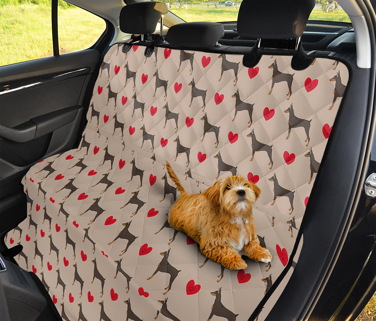 Love Dobermann Pattern Print Pet Car Back Seat Cover