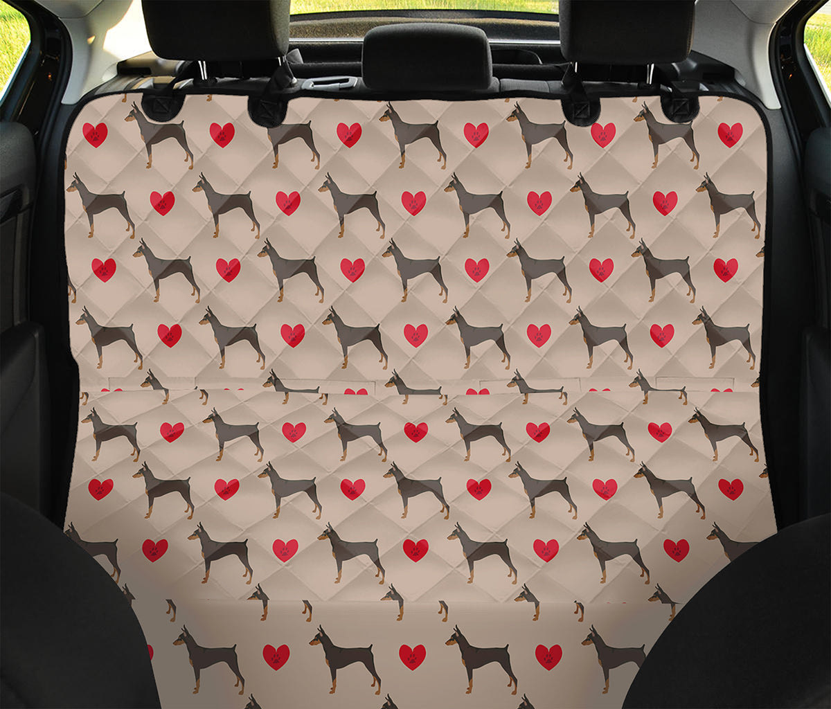 Love Dobermann Pattern Print Pet Car Back Seat Cover