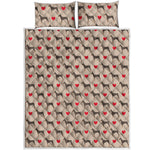 Love Dobermann Pattern Print Quilt Bed Set