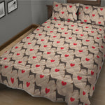 Love Dobermann Pattern Print Quilt Bed Set