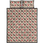 Love Dobermann Pattern Print Quilt Bed Set