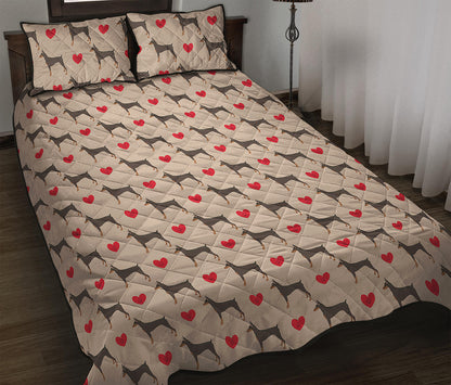 Love Dobermann Pattern Print Quilt Bed Set