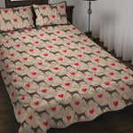 Love Dobermann Pattern Print Quilt Bed Set