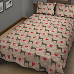 Love Dobermann Pattern Print Quilt Bed Set