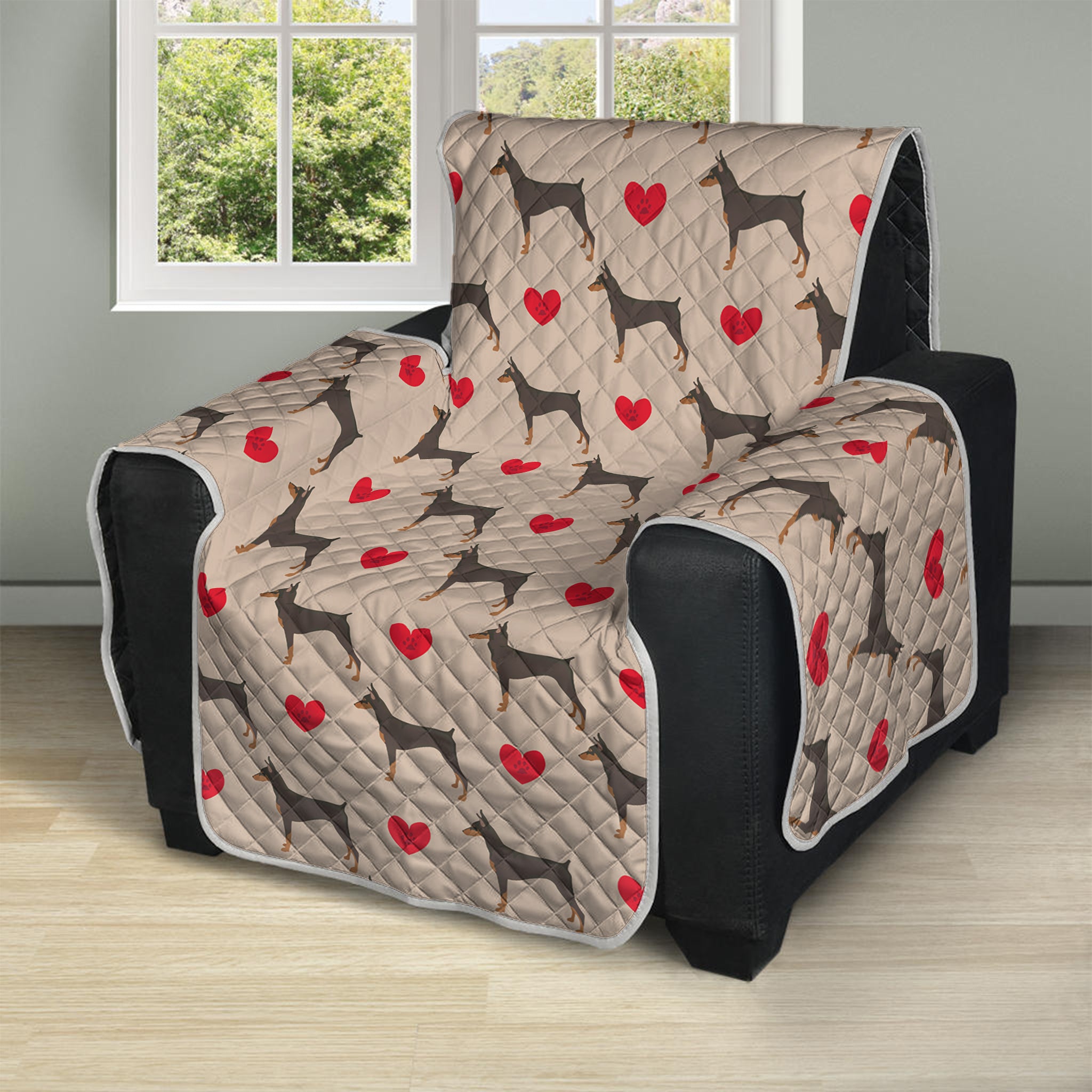 Love Dobermann Pattern Print Recliner Protector