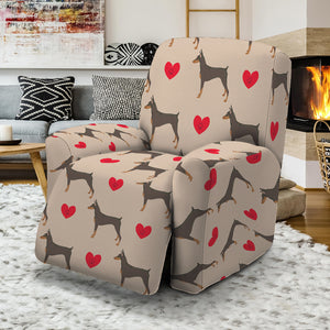 Love Dobermann Pattern Print Recliner Slipcover