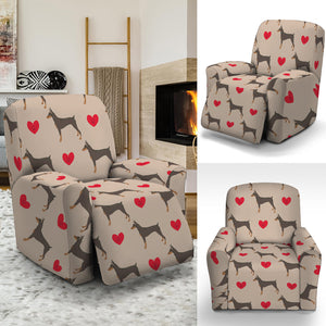 Love Dobermann Pattern Print Recliner Slipcover