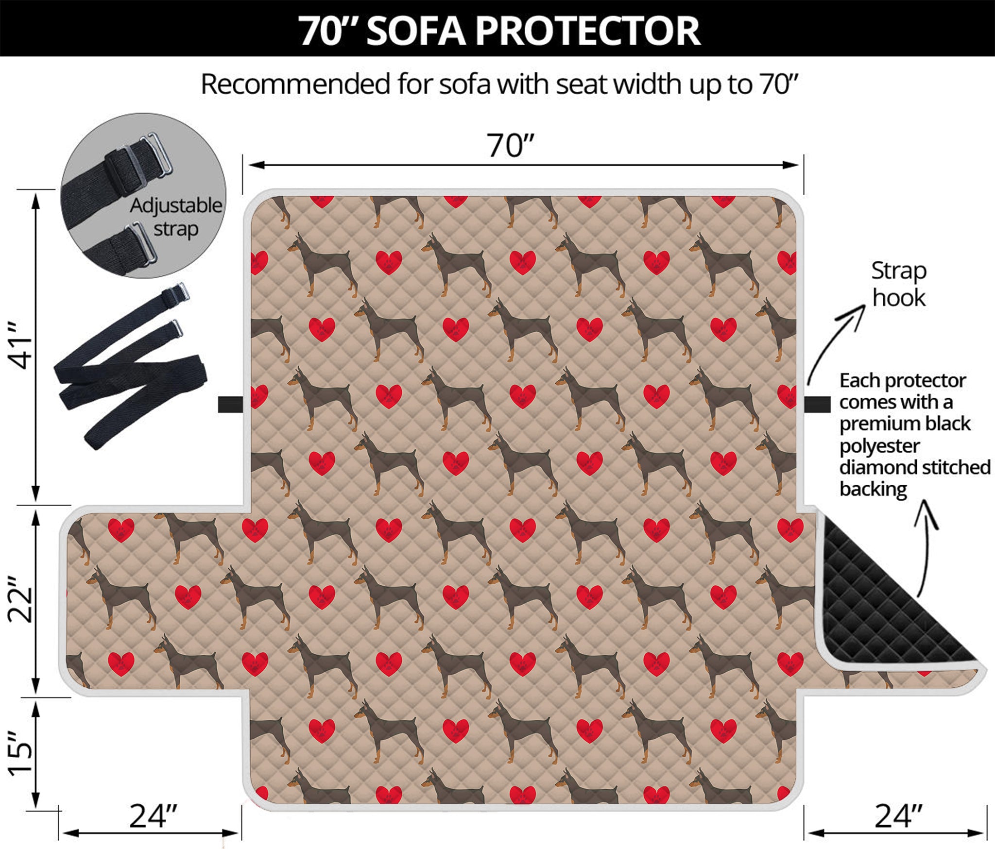 Love Dobermann Pattern Print Sofa Protector