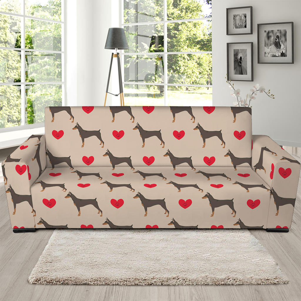 Love Dobermann Pattern Print Sofa Slipcover