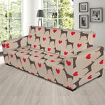 Love Dobermann Pattern Print Sofa Slipcover