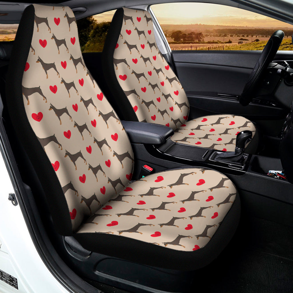 Love Dobermann Pattern Print Universal Fit Car Seat Covers