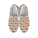 Love Dobermann Pattern Print White Slip On Shoes