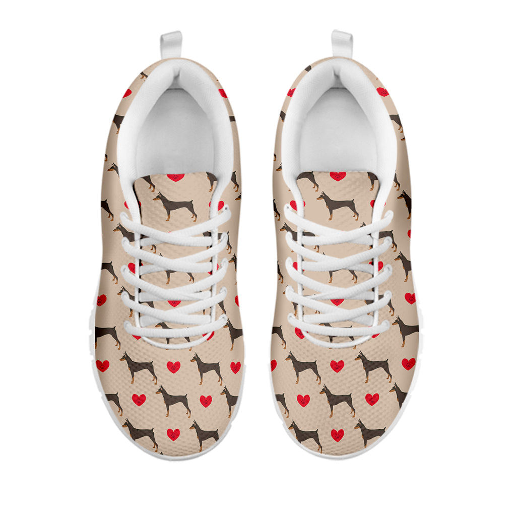 Love Dobermann Pattern Print White Sneakers