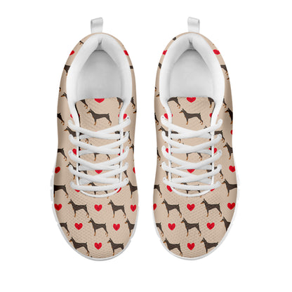 Love Dobermann Pattern Print White Sneakers