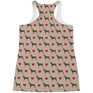 Love Dobermann Pattern Print Women's Racerback Tank Top