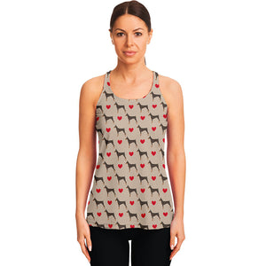 Love Dobermann Pattern Print Women's Racerback Tank Top