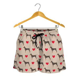 Love Dobermann Pattern Print Women's Shorts