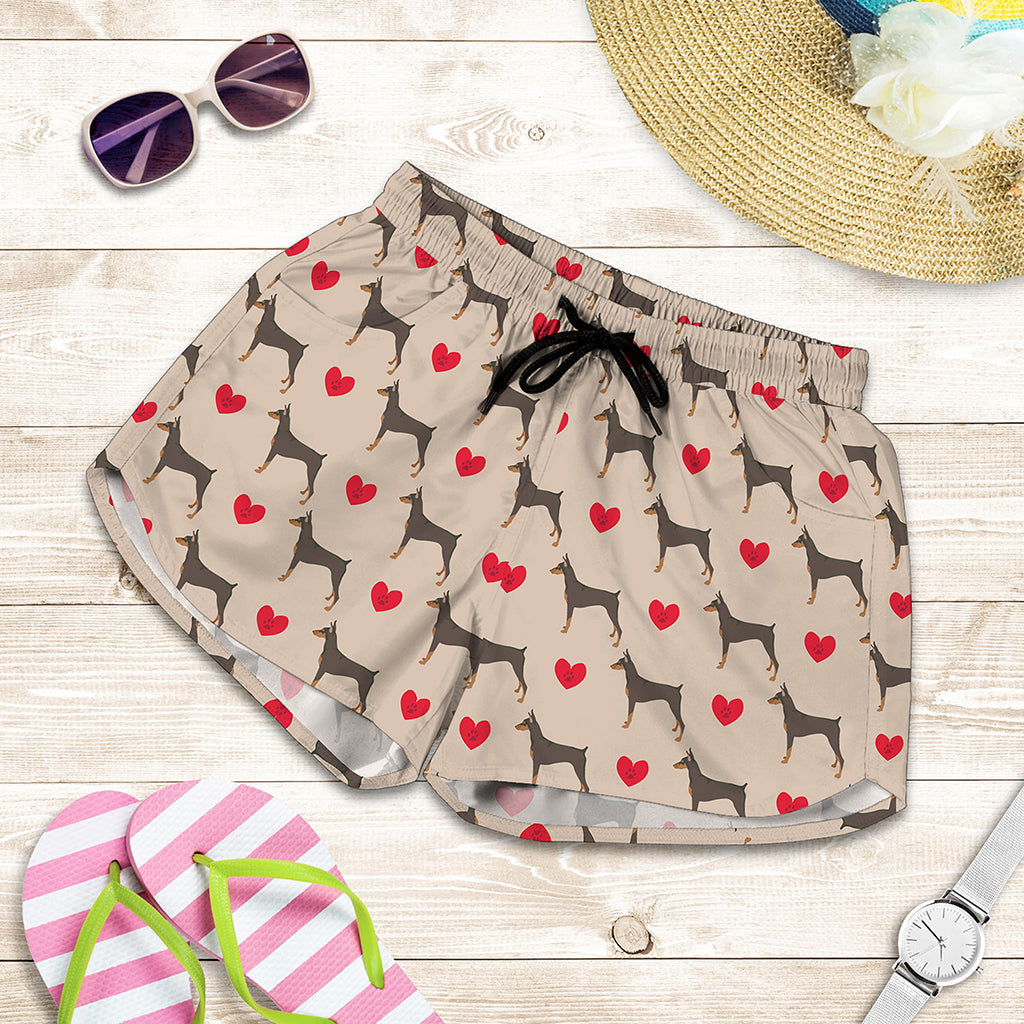 Love Dobermann Pattern Print Women's Shorts