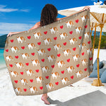 Love English Bulldog Pattern Print Beach Sarong Wrap