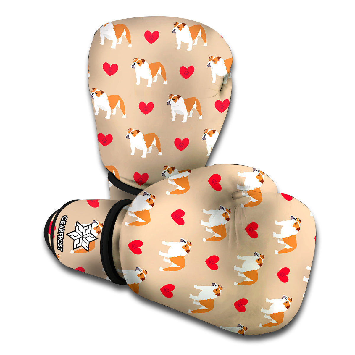 Love English Bulldog Pattern Print Boxing Gloves