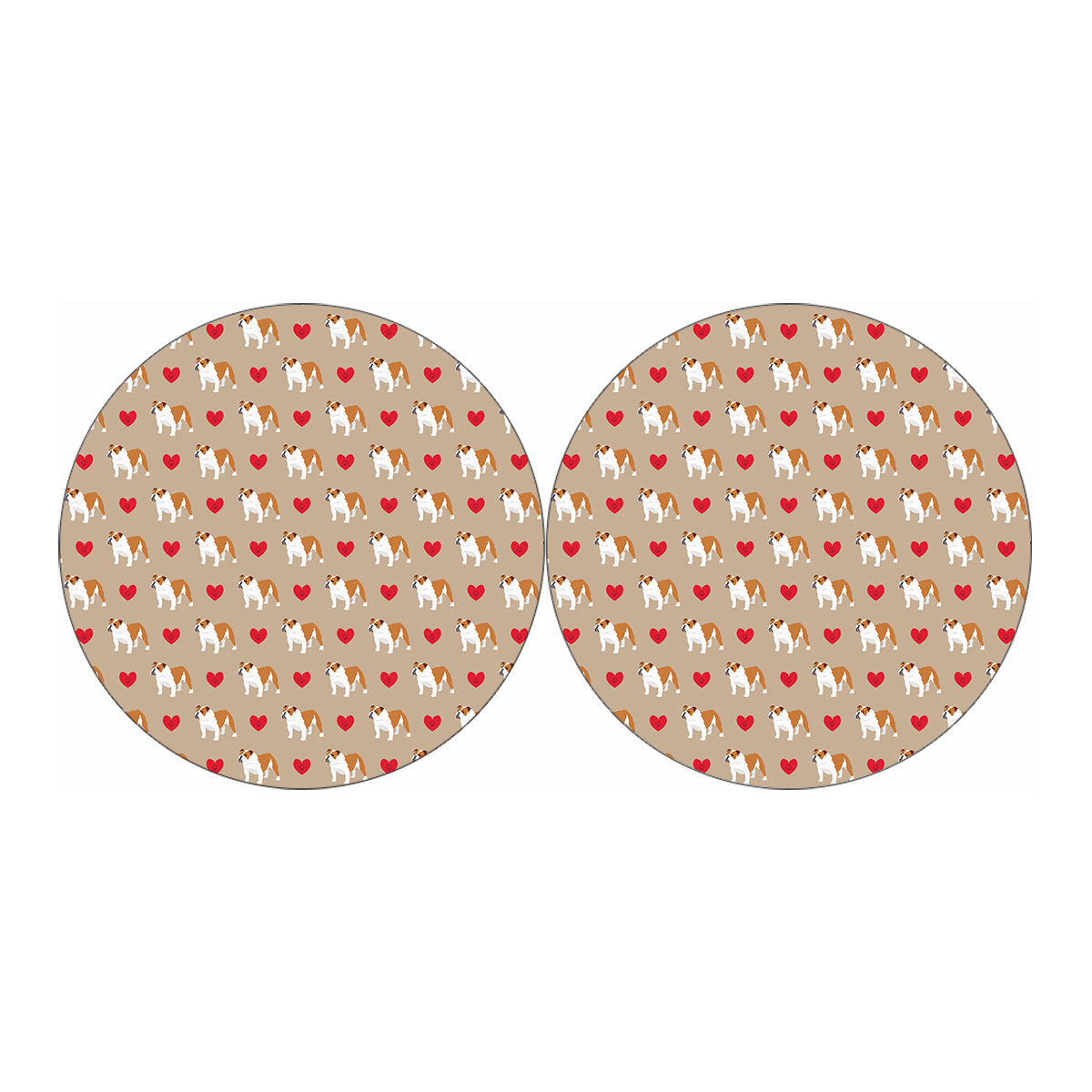 Love English Bulldog Pattern Print Car Coasters