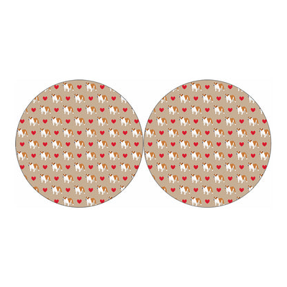 Love English Bulldog Pattern Print Car Coasters