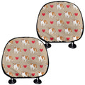 Love English Bulldog Pattern Print Car Headrest Covers