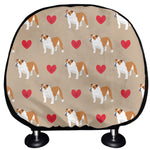 Love English Bulldog Pattern Print Car Headrest Covers