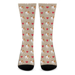 Love English Bulldog Pattern Print Crew Socks