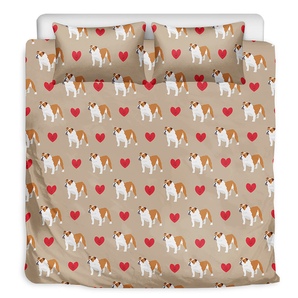 Love English Bulldog Pattern Print Duvet Cover Bedding Set