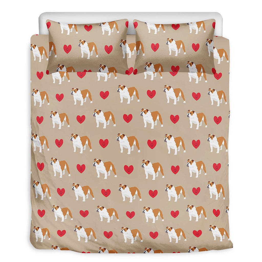 Love English Bulldog Pattern Print Duvet Cover Bedding Set