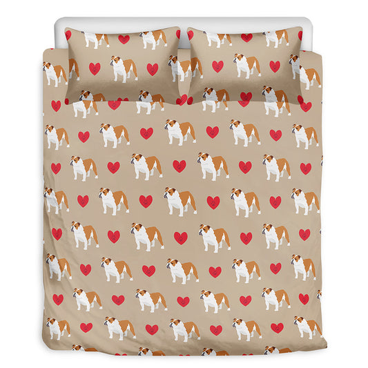 Love English Bulldog Pattern Print Duvet Cover Bedding Set