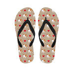 Love English Bulldog Pattern Print Flip Flops