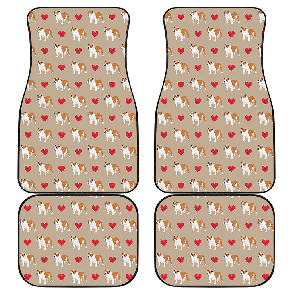 Love English Bulldog Pattern Print Front and Back Car Floor Mats
