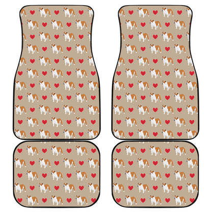 Love English Bulldog Pattern Print Front and Back Car Floor Mats
