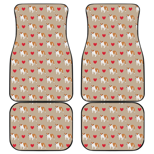 Love English Bulldog Pattern Print Front and Back Car Floor Mats