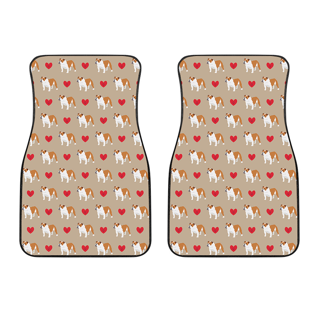 Love English Bulldog Pattern Print Front Car Floor Mats