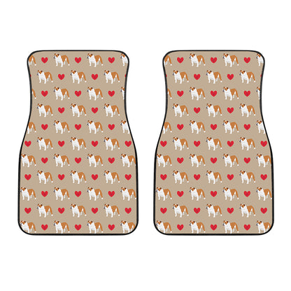 Love English Bulldog Pattern Print Front Car Floor Mats