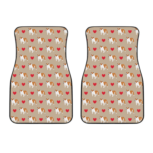 Love English Bulldog Pattern Print Front Car Floor Mats