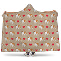 Love English Bulldog Pattern Print Hooded Blanket