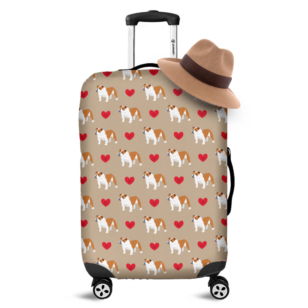 Love English Bulldog Pattern Print Luggage Cover