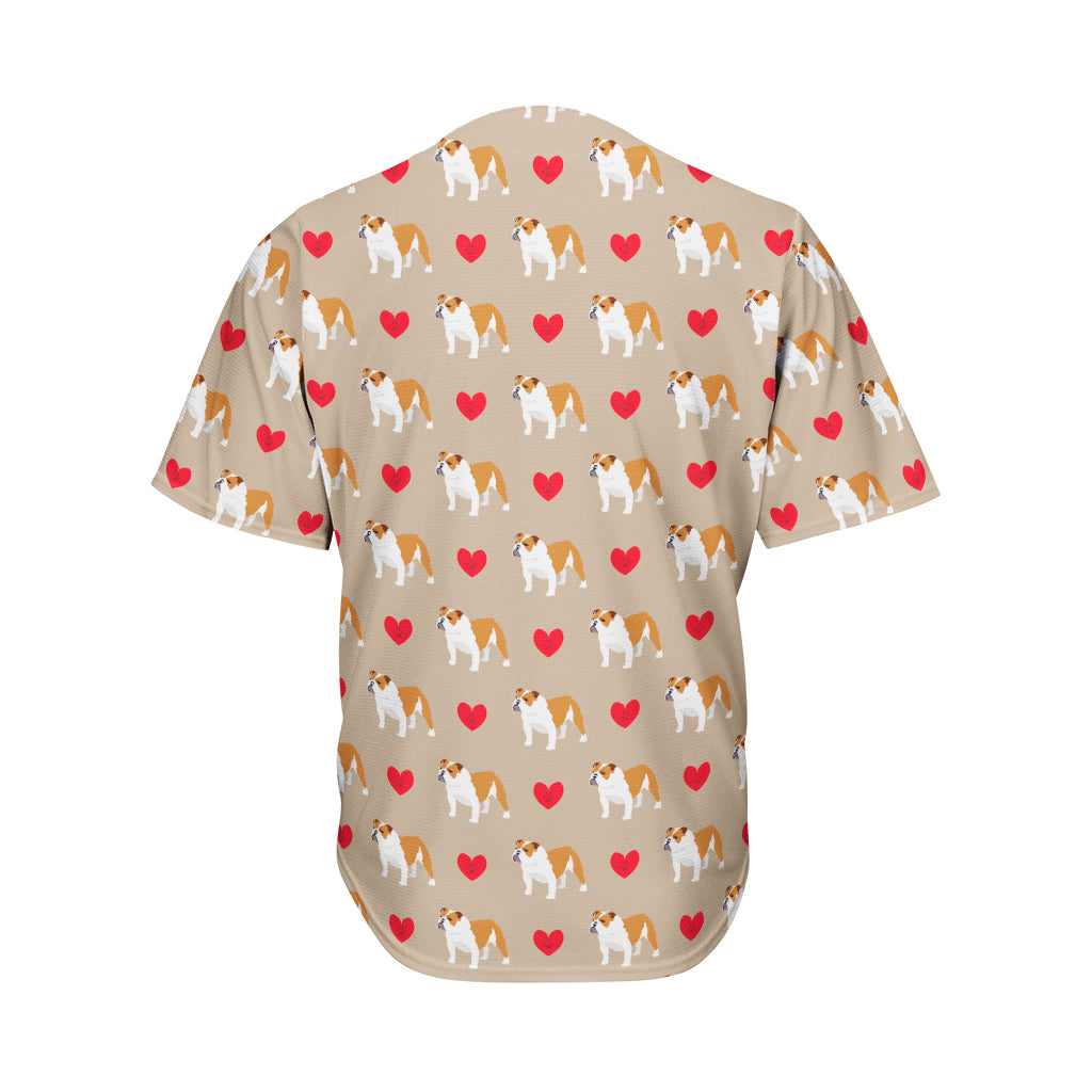 Love English Bulldog Pattern Print Men's Baseball Jersey