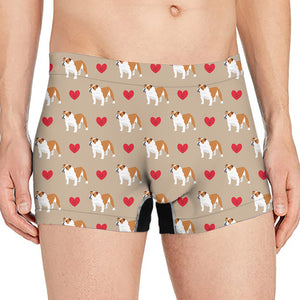 Love English Bulldog Pattern Print Men's Boxer Briefs