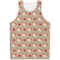 Love English Bulldog Pattern Print Men's Tank Top