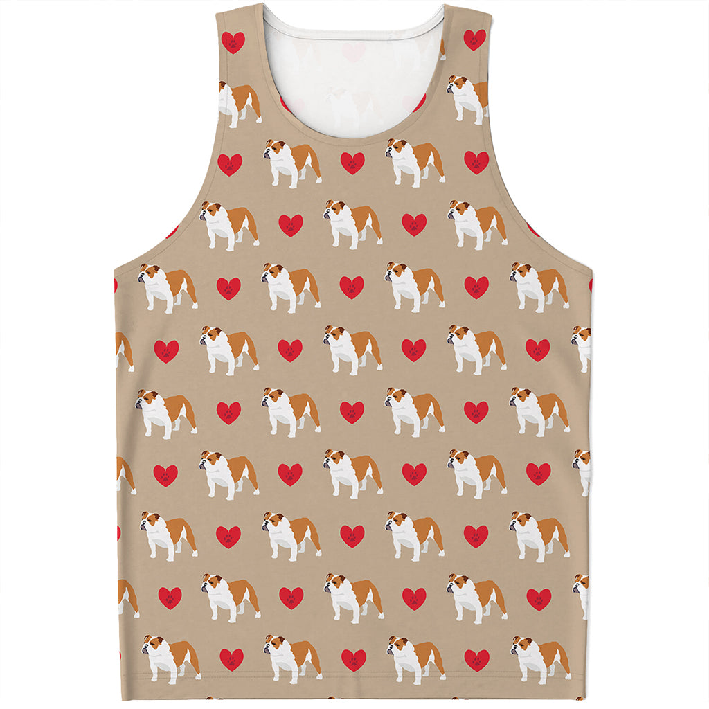 Love English Bulldog Pattern Print Men's Tank Top